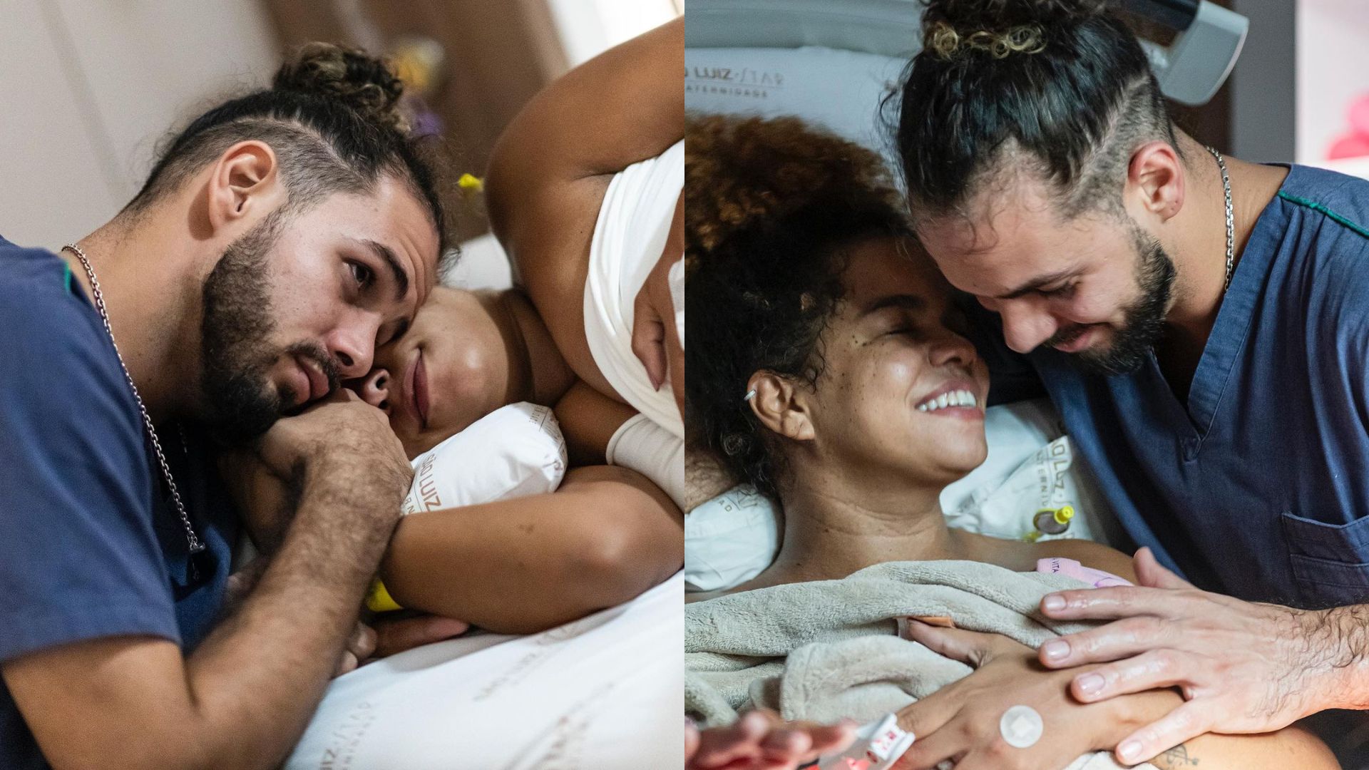 Jeniffer Nascimento e Jean Amorim em trabalho de parto de sua filha, Lara