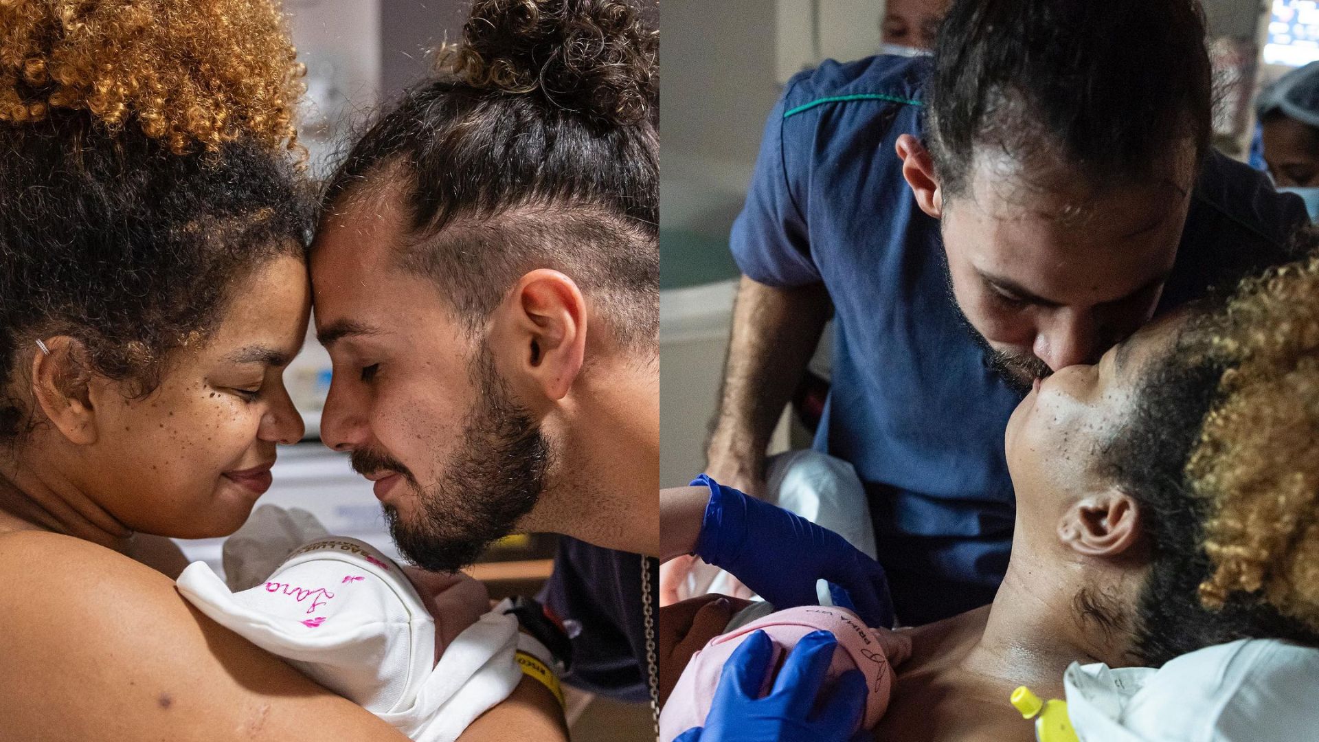 Jeniffer Nascimento e Jean Amorim em trabalho de parto de sua filha, Lara