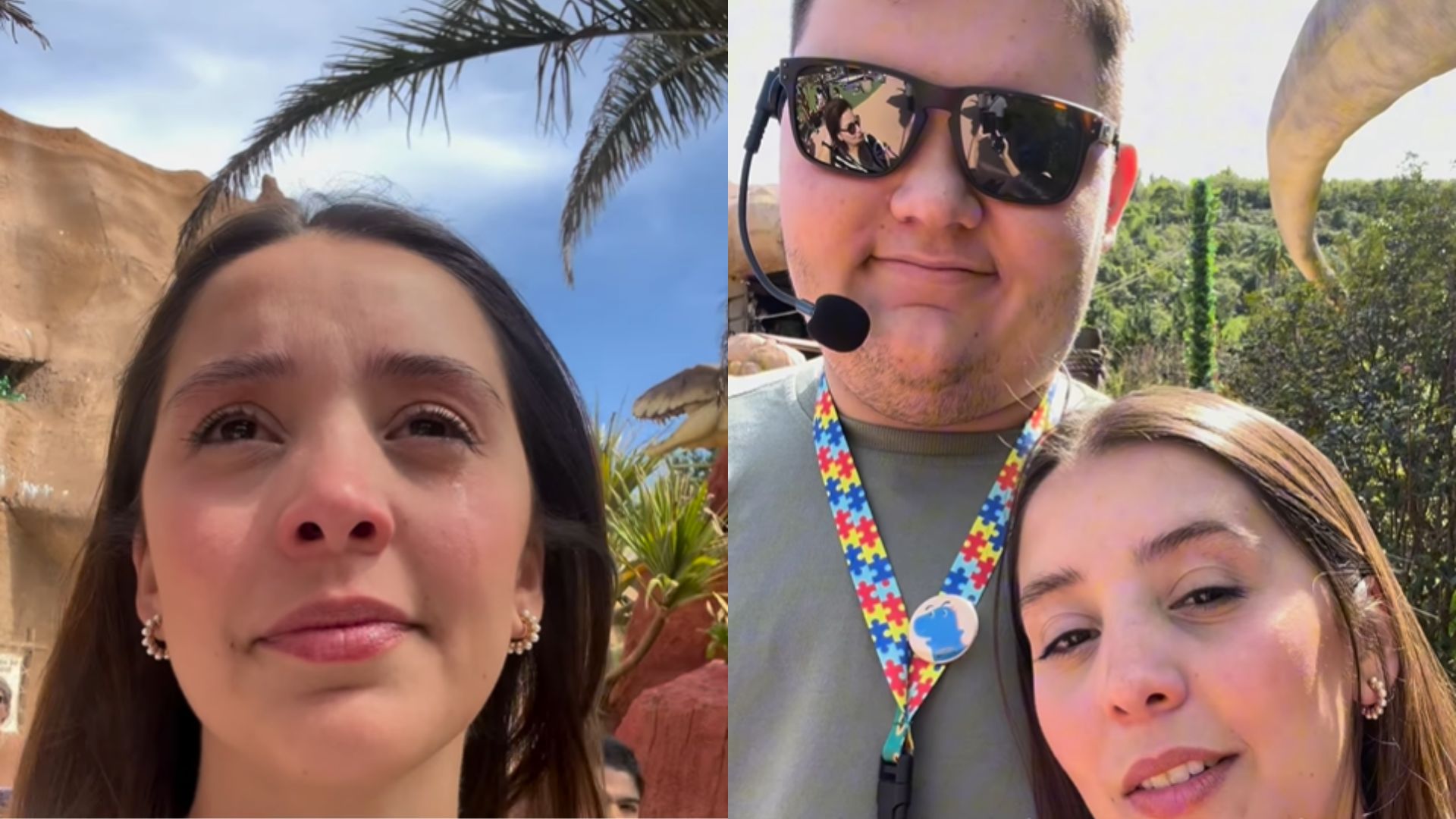 J&eacute;ssica Cugnier e seu primo Thor no Parque dos Dinossauros em Balne&aacute;rio Cambori&uacute;