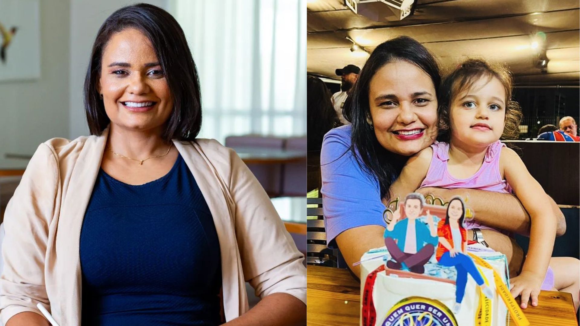 Jullie Dutra, primeira ganhadora do valor cheio de Quem Quer Ser Um Milionário, e a filha diagnosticada com transtorno do espectro autista (TEA), Maria Helena