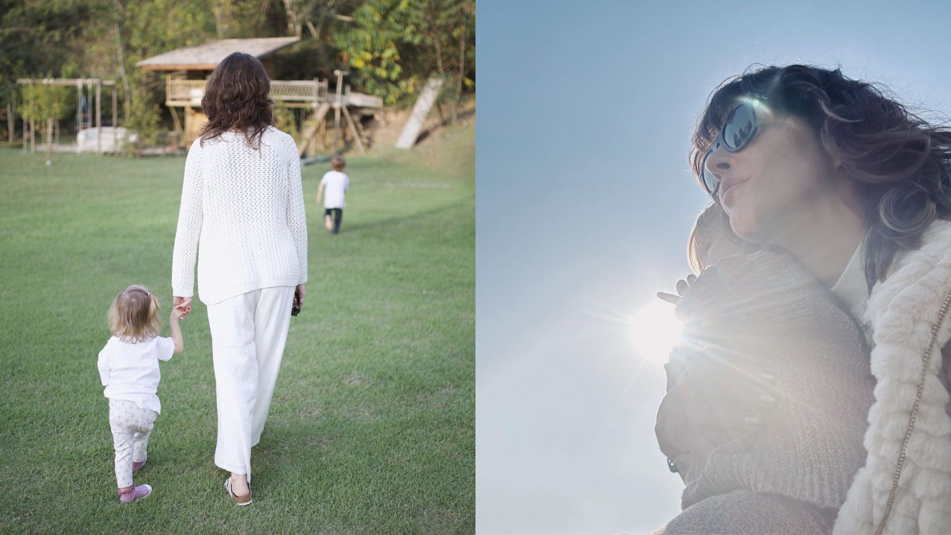 Mônica Benini, esposa de Junior Lima, e filhos do casal