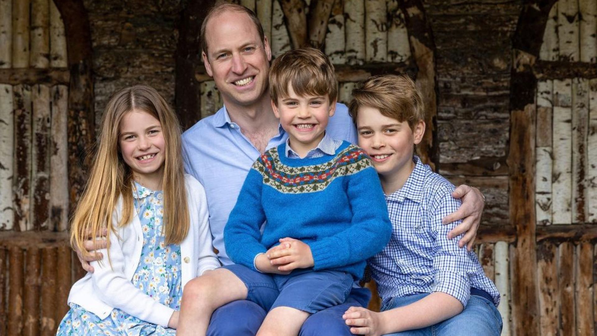 Pr&iacute;ncipe William, George, Charlotte e Louis, seus filhos com Kate Middleton