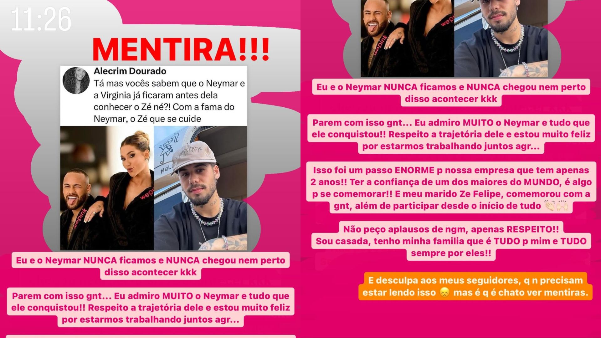 Story de Virginia Fonseca sobre j&aacute; ter ficado com Neymar Jr.