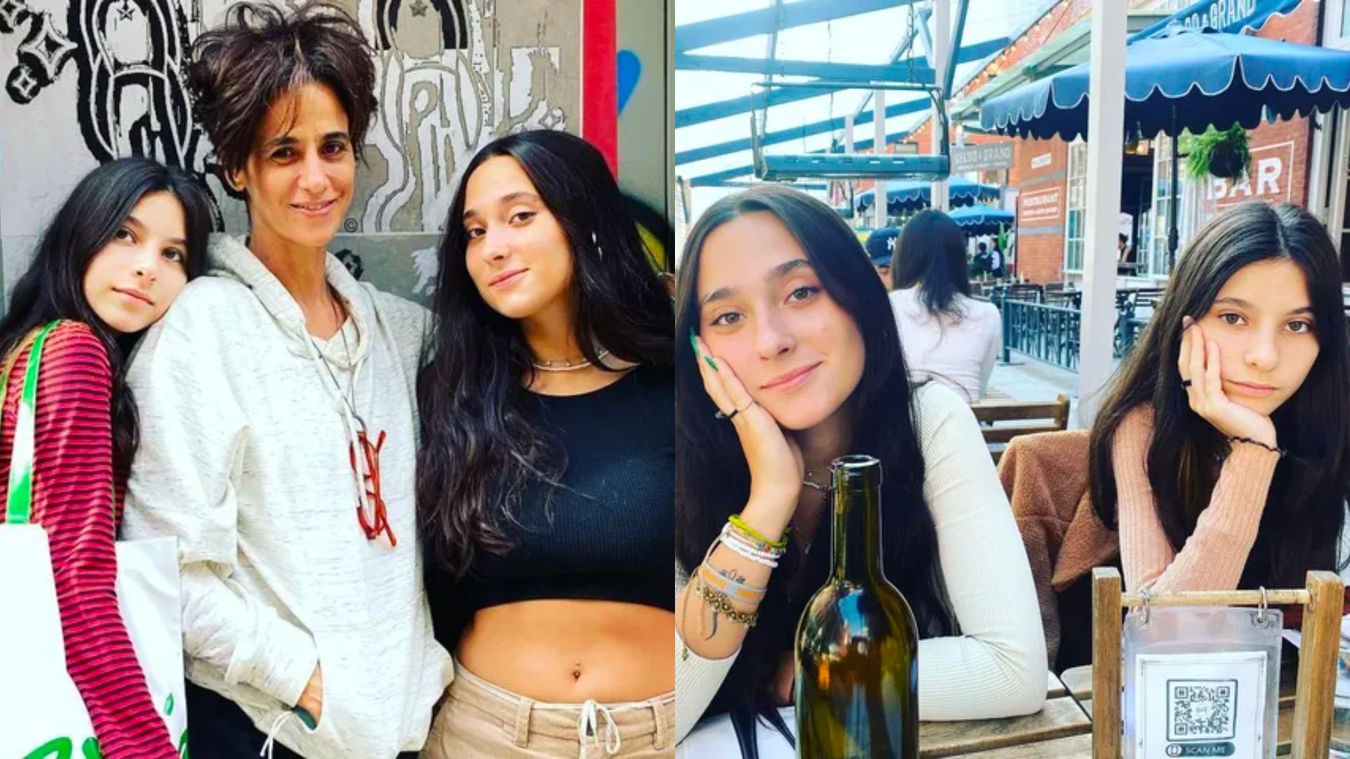 Mariana Lima e as filhas com Enrique Diaz