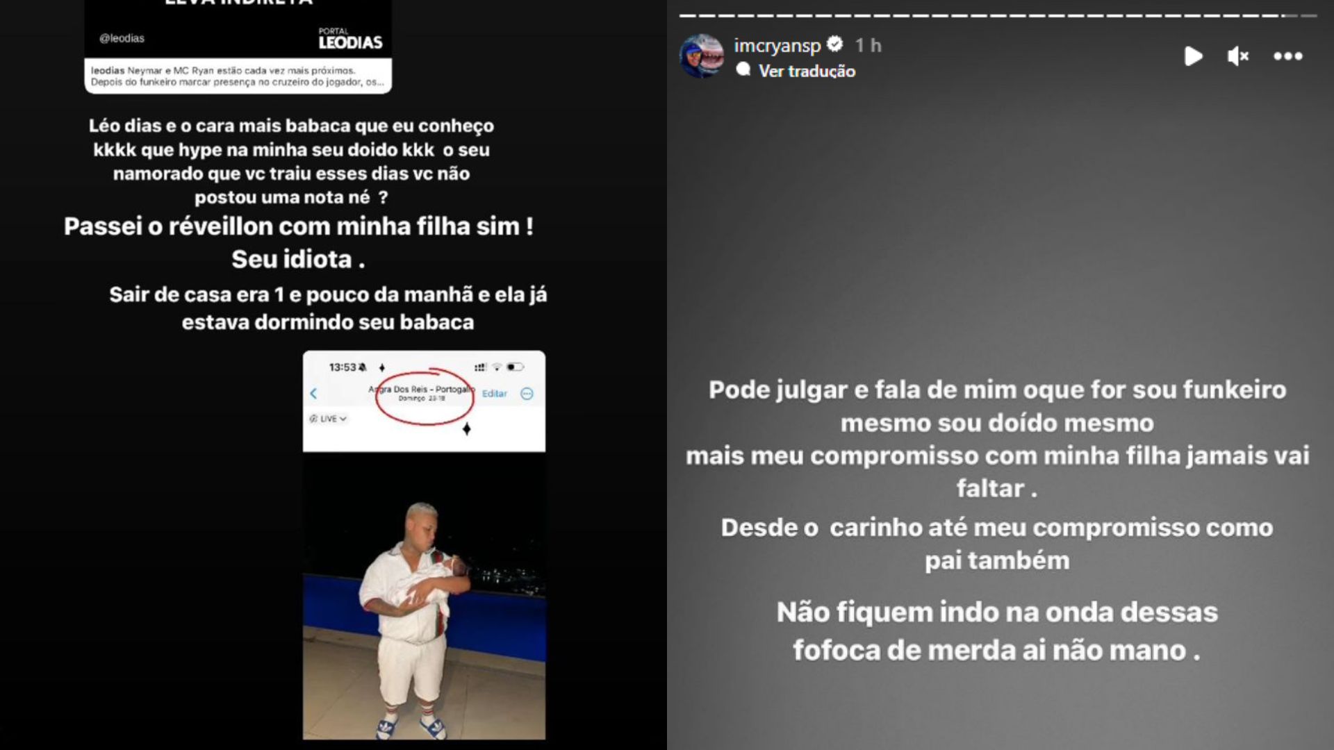 Stories de MC Ryan sobre passar o ano novo com Neymar Jr., e n&atilde;o com sua filha rec&eacute;m-nascida
