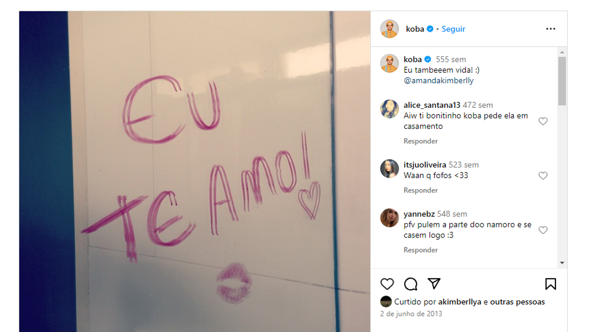 Declara&ccedil;&atilde;o Koba para Amanda Kimberlly