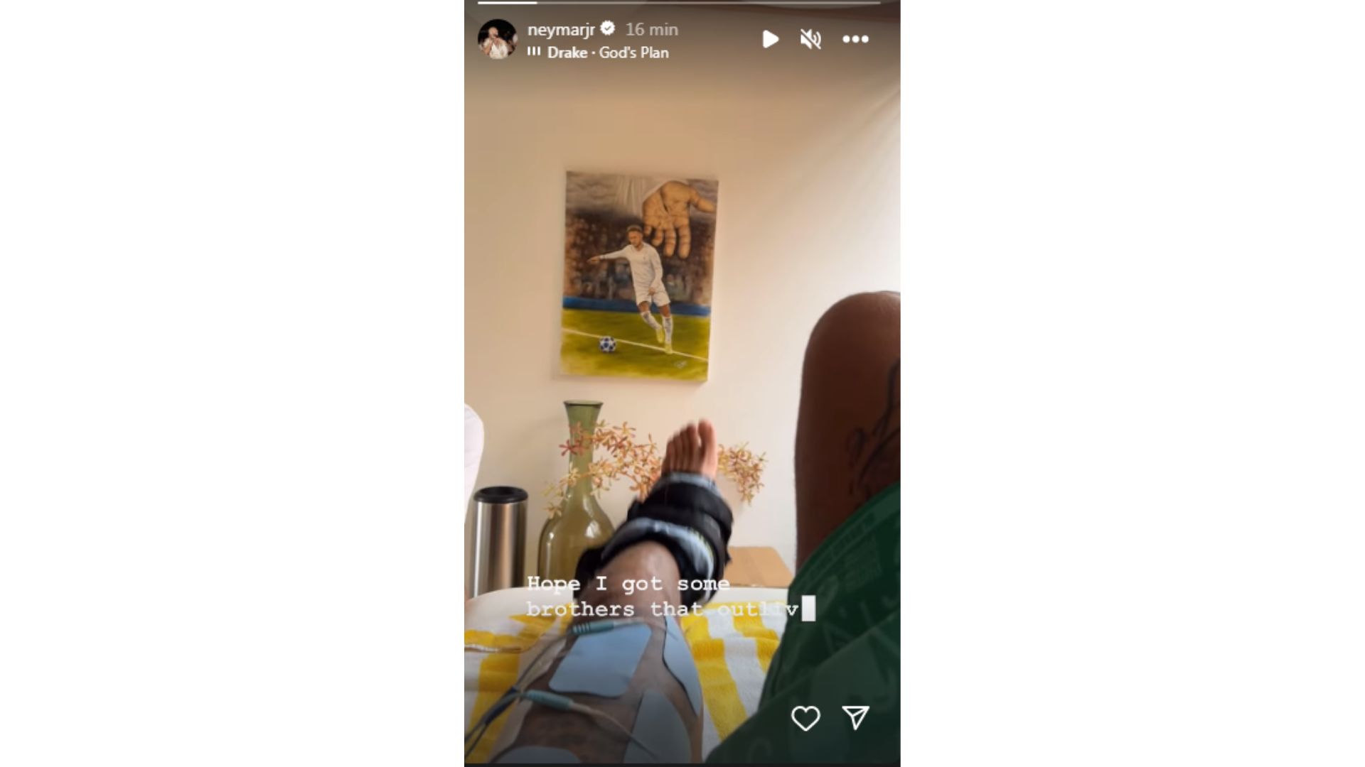 O jogador publicou um story