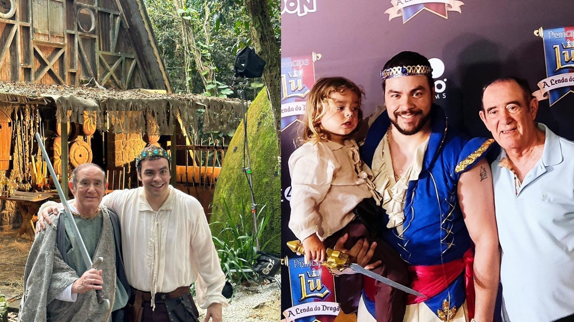 Renato Arag&atilde;o e Luccas Neto em set de filmagem