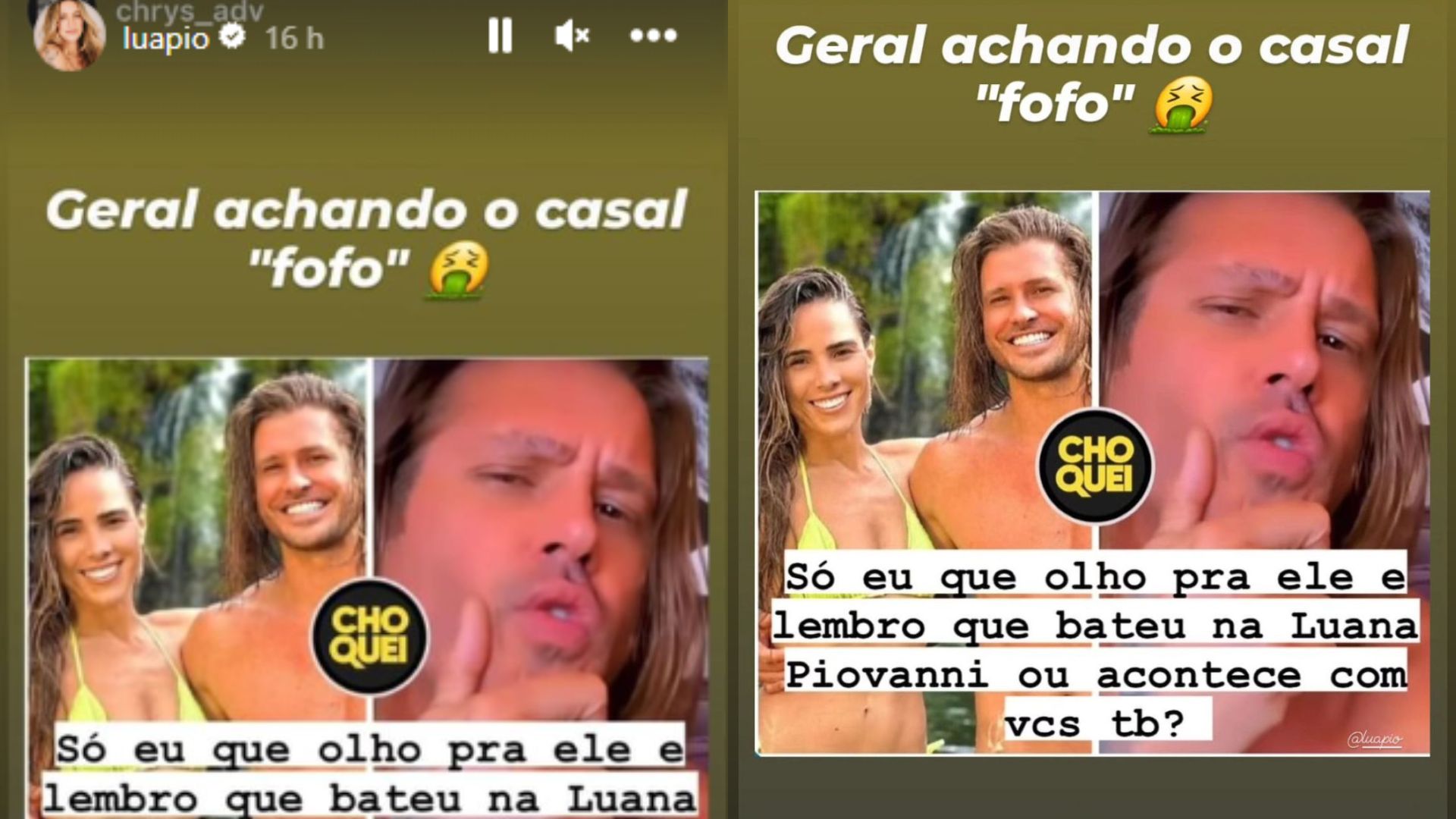 Stories de Luana Piovani sobre Wanessa e Dado Dolabella