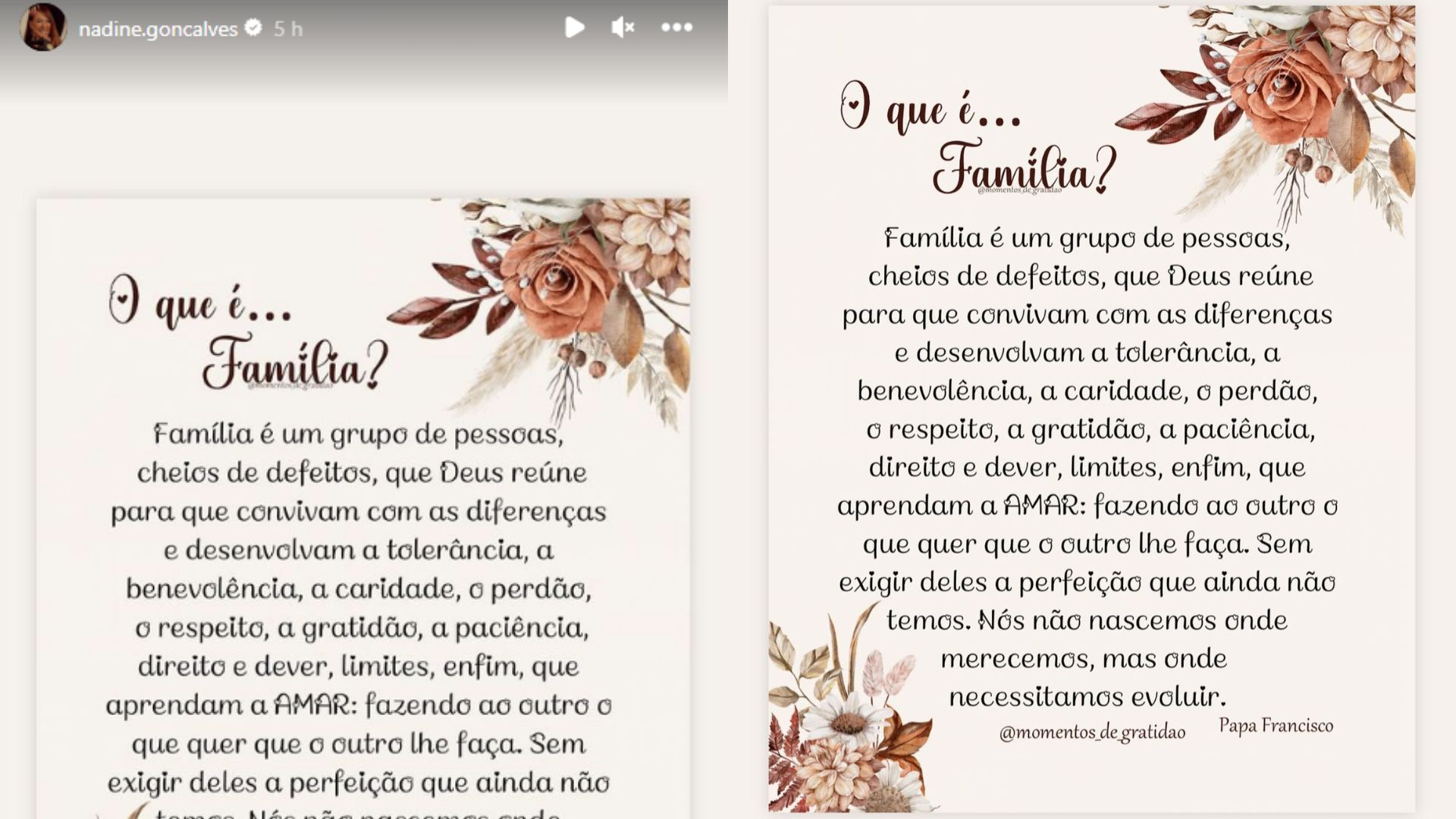 Stories de Nadine Gon&ccedil;alves, m&atilde;e de Neymar