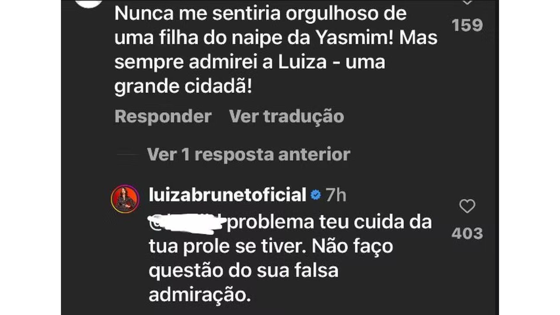 Yasmin foi muito criticada