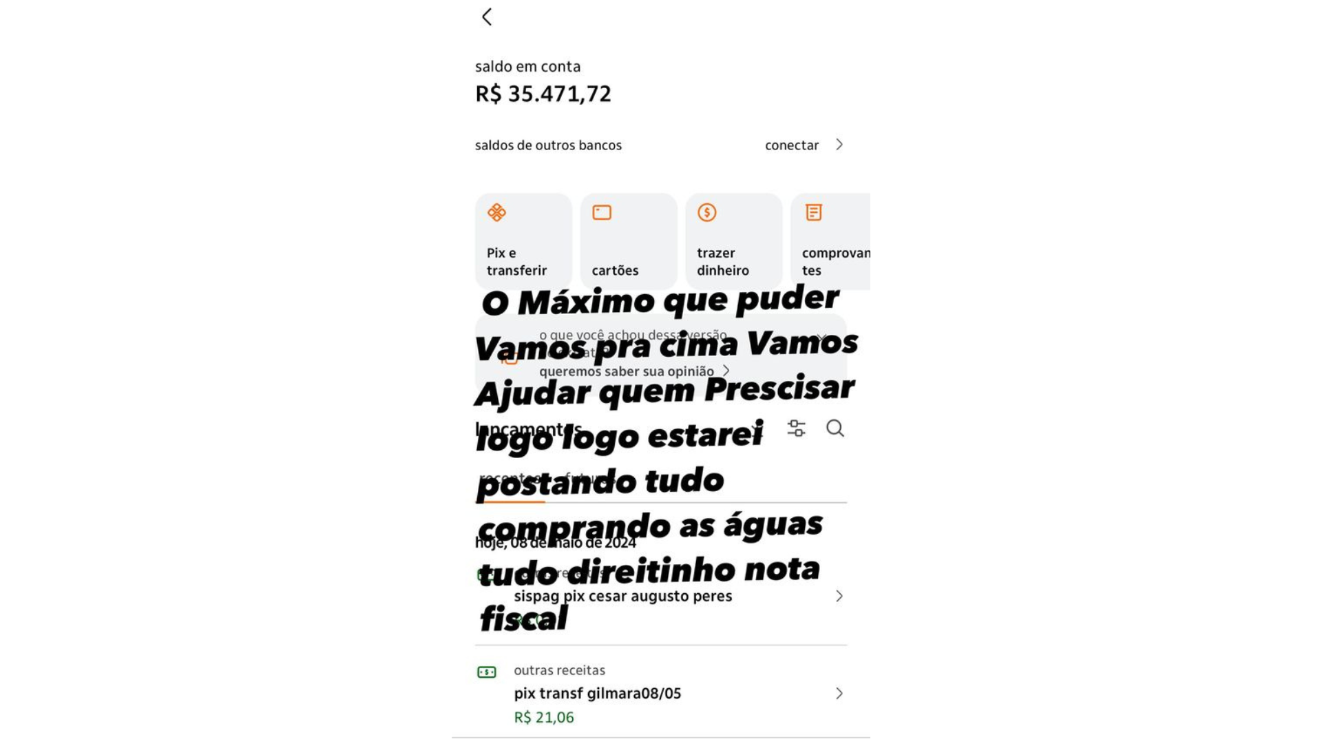 Conta banc&aacute;ria de Davi Brito