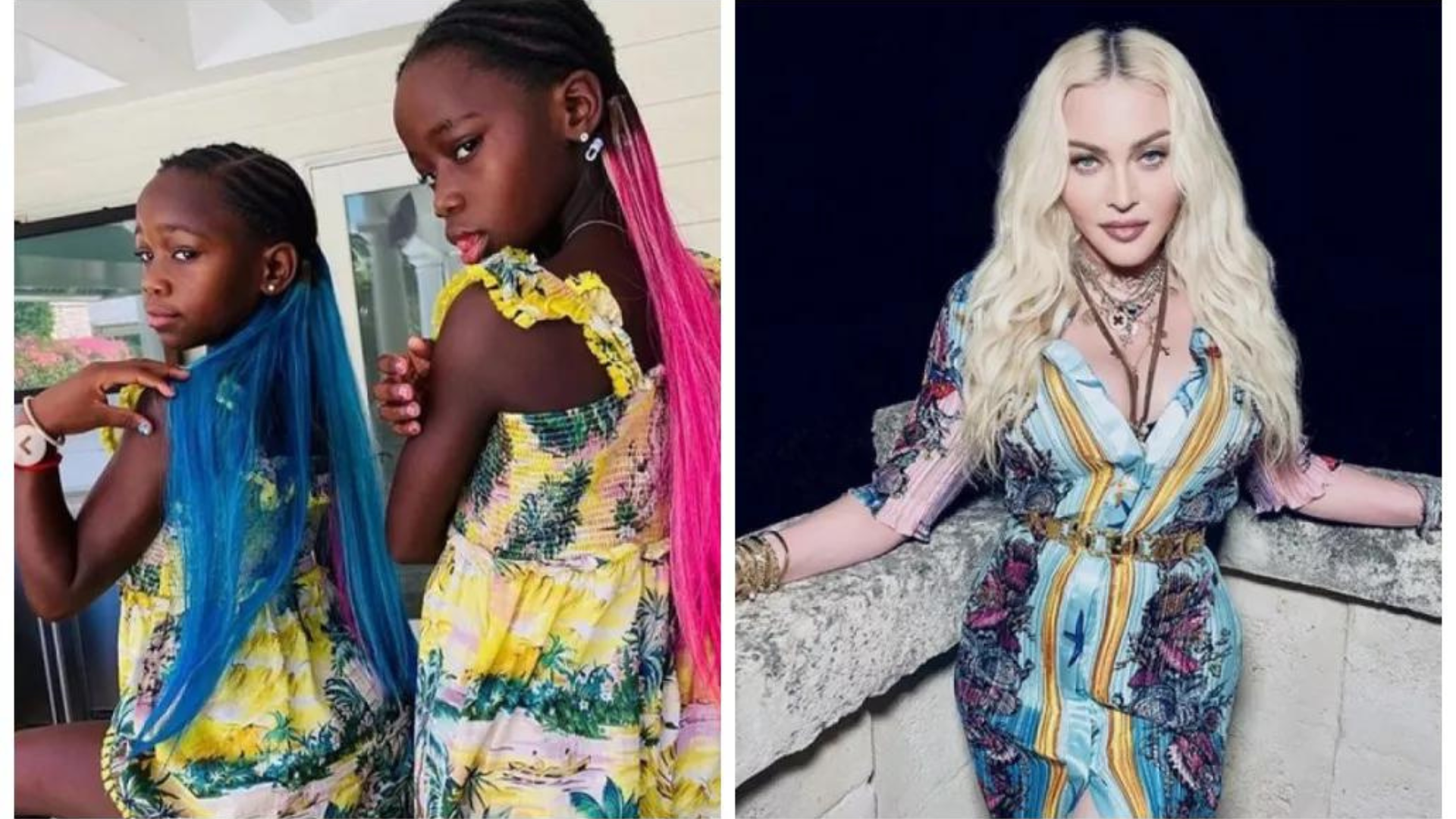 Montagem de Madonna e filhas