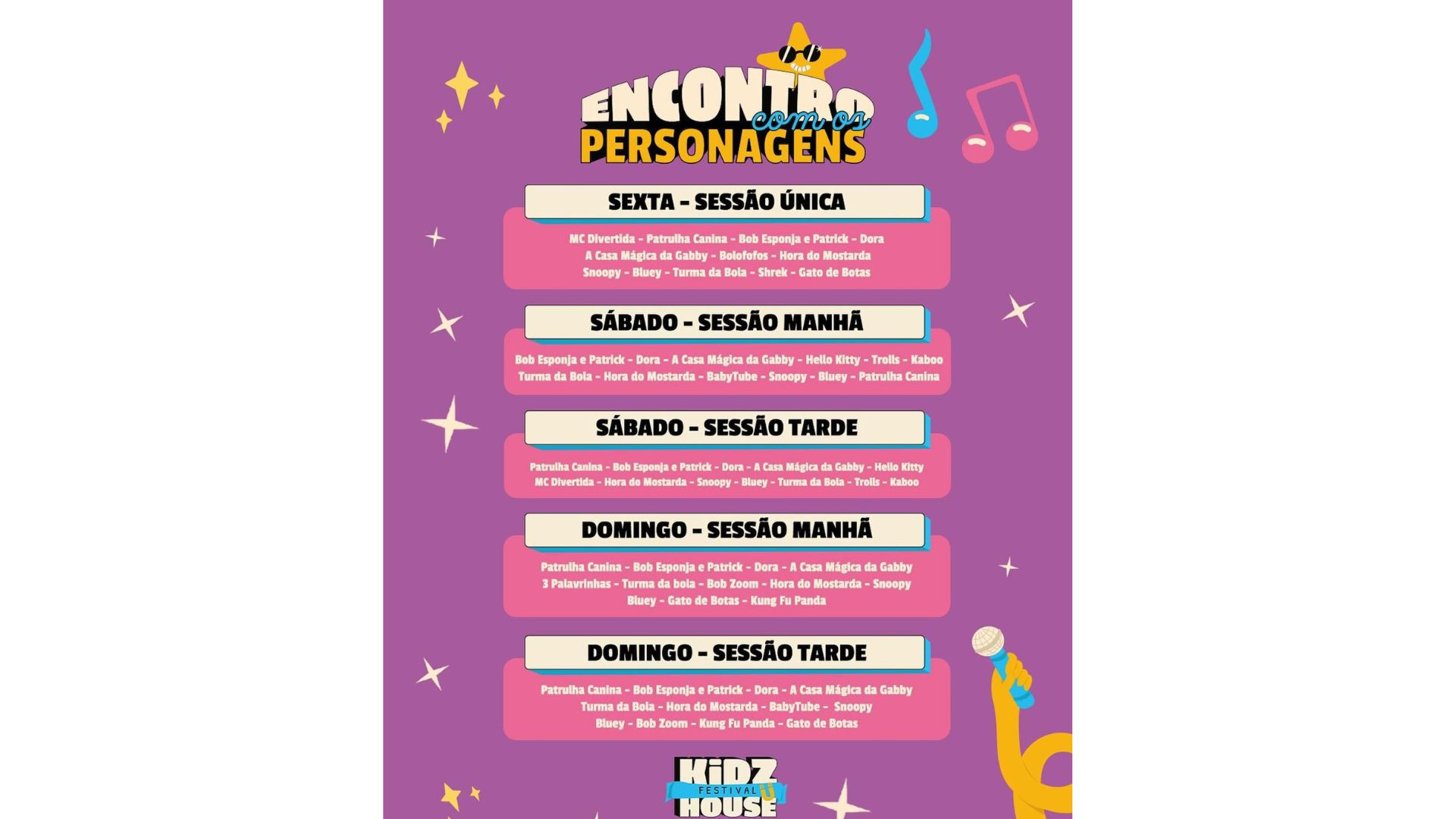 Programa&ccedil;&atilde;o dos personagens presentes 