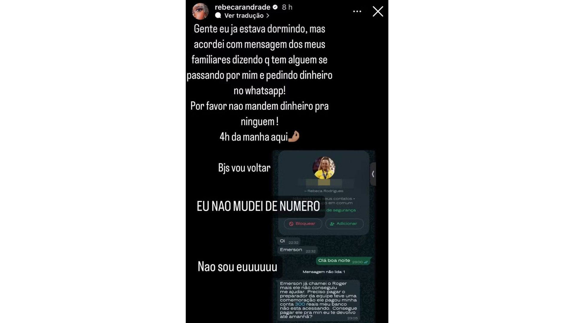 Rebeca ANdrade v&iacute;tima d egolpe