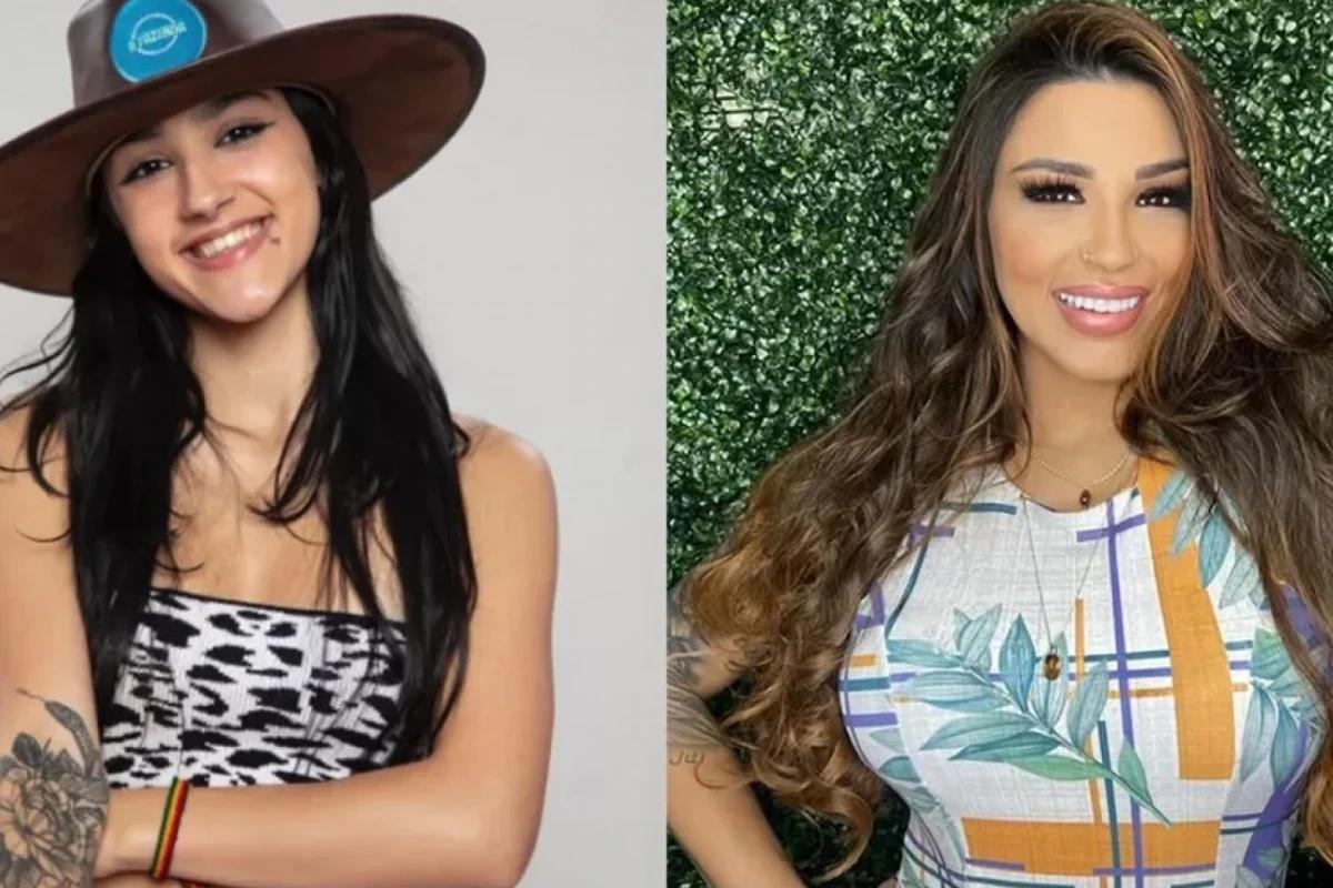 Mulher em um fundo branco e mulher em um fundo verde