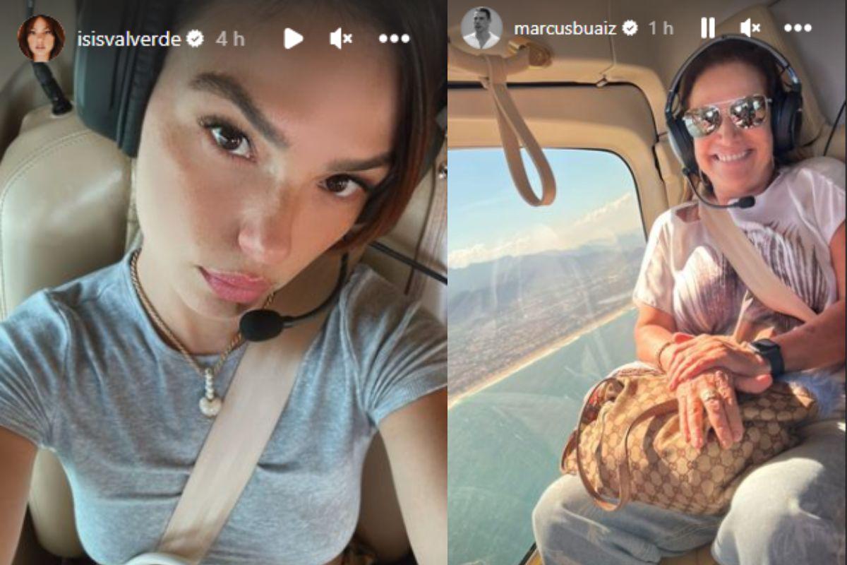 Isis Valverde faz passeio com enteados e sogra