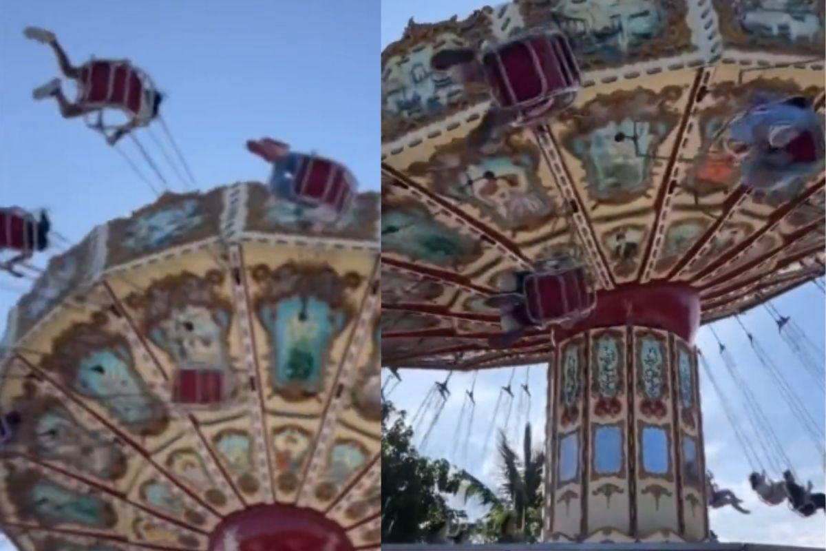 Brinquedo quebrou e arremessou mulher 