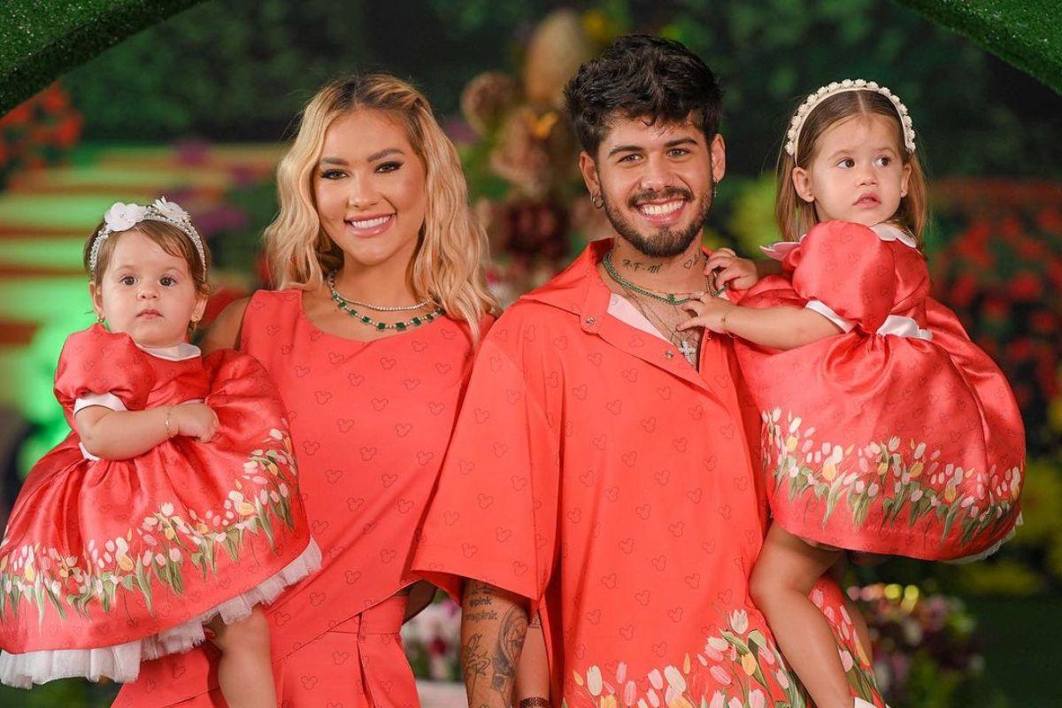 Virginia, Zé Felipe e Maria Alice no aniversário de Maria Flor