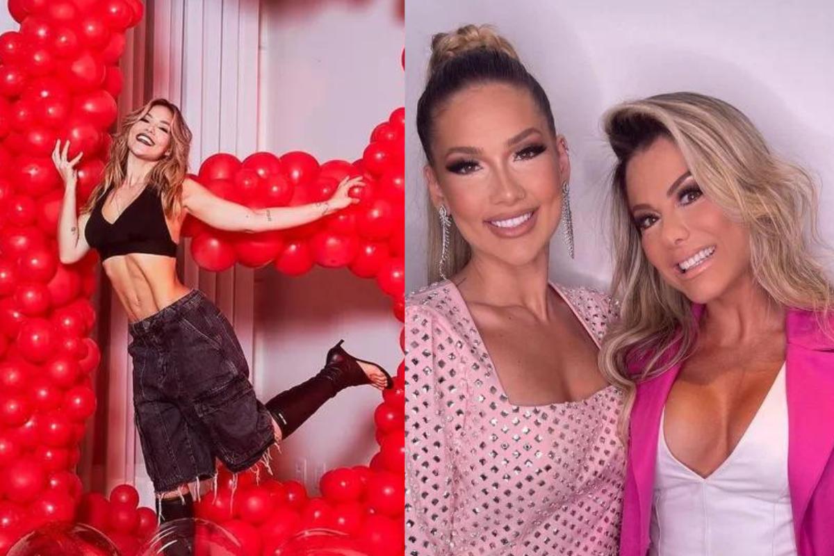 Virginia com a bota à esquerda e Virginia e Poliana Rocha posando juntas à direita