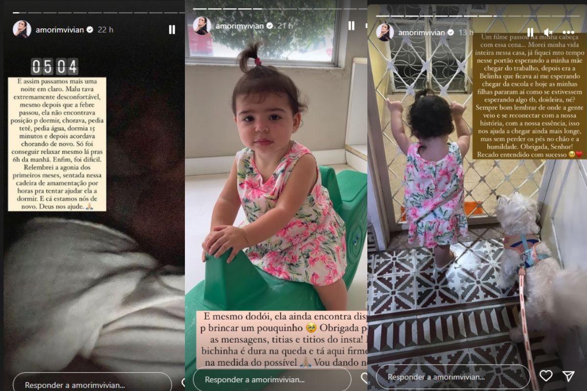 Prints de stories de Vivian Amorim no Instagram.