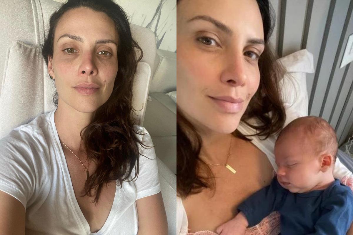 Atriz Camila Rodrigues desabafa sobre a maternidade; Camila Rodrigues com o filho no colo