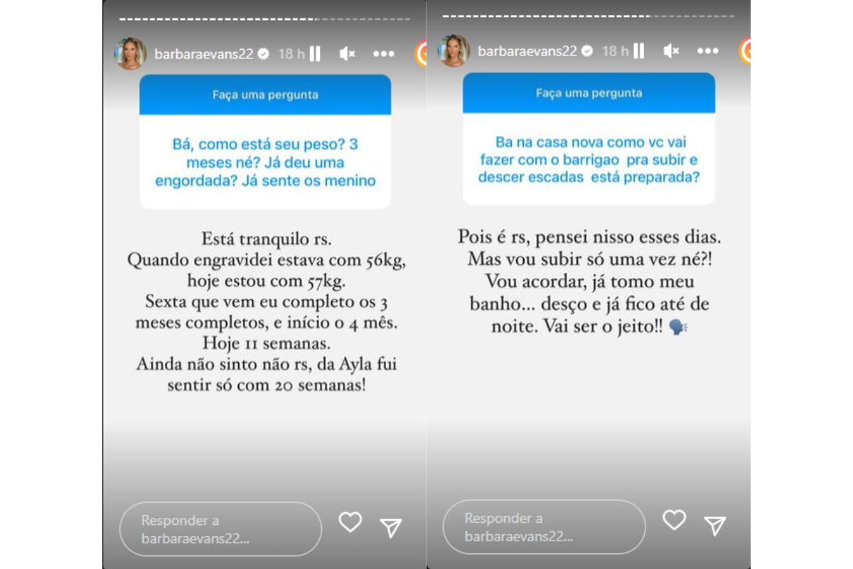 Bárbara Evans fala sobre ganho de peso aos 3 meses de gestação de gêmeos 