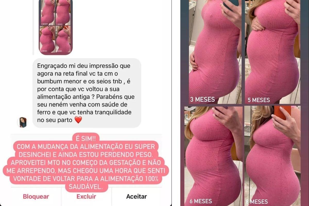 Bárbara Evans mostra mudanças no corpo durante a gravidez e explica porque emagreceu na reta final