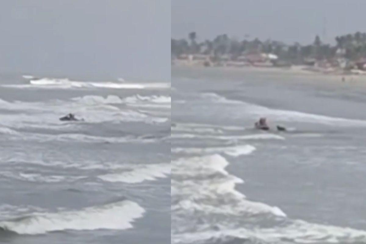 Bombeiro resgata pai e filho de afogamento no litoral Paulista 