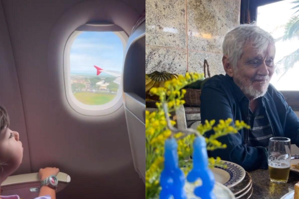 Rafa Vitti viaja com a filha para encontro de família