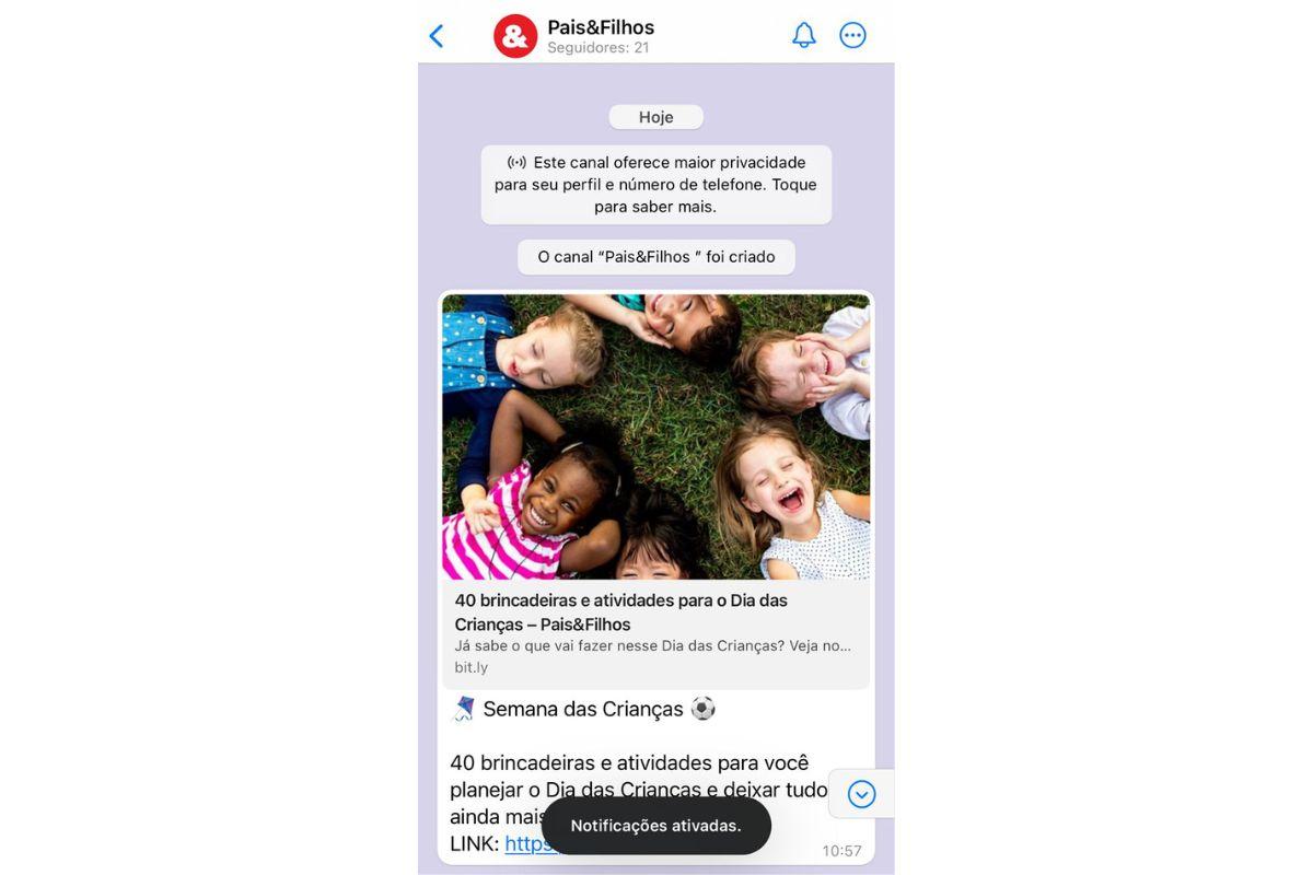 canal pais&filhos no whatsapp