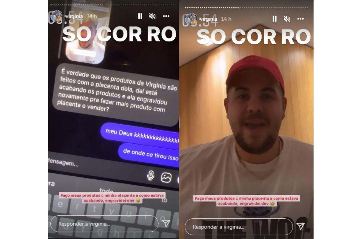 Seguidor questiona se Virginia faz os produtos usando a placenta