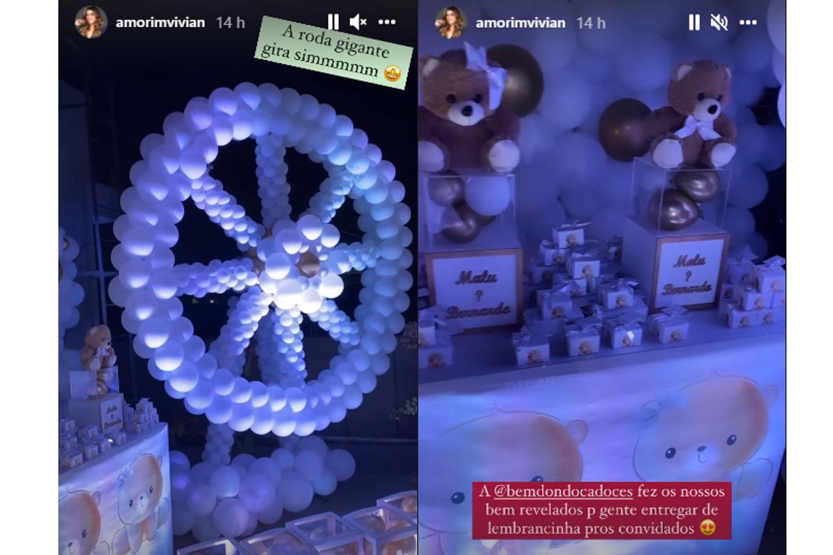 O chá-revelação do bebê de Vivian Amorim teve tema de ursinhos