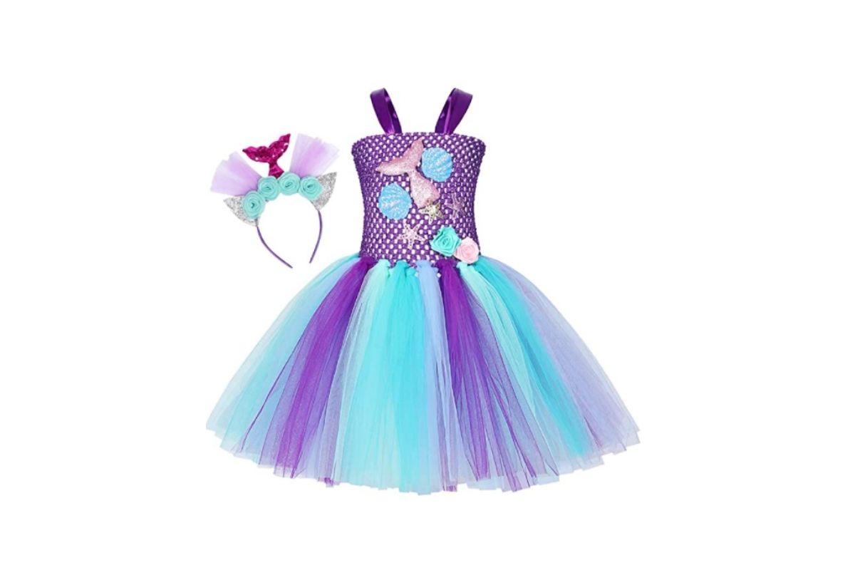 Fantasia infantil para Halloween Vestido de sereia