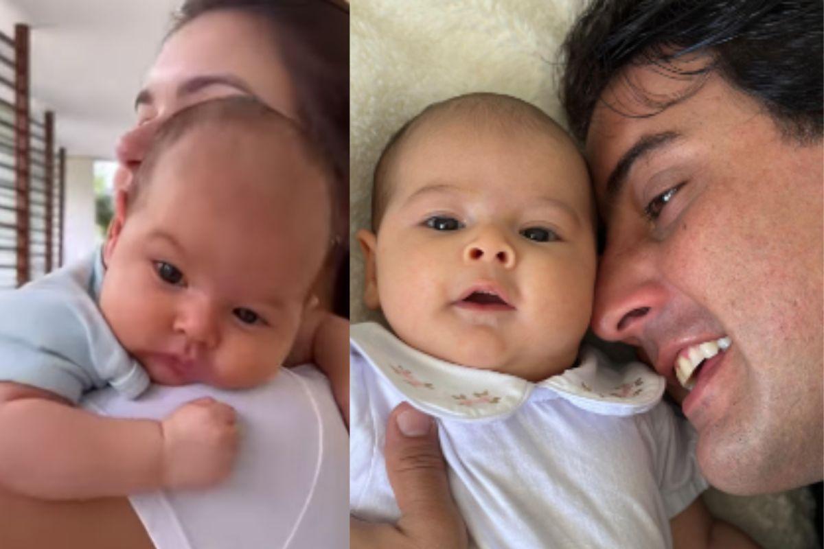 Bruno de Luca passeia com a filha pela primeira vez