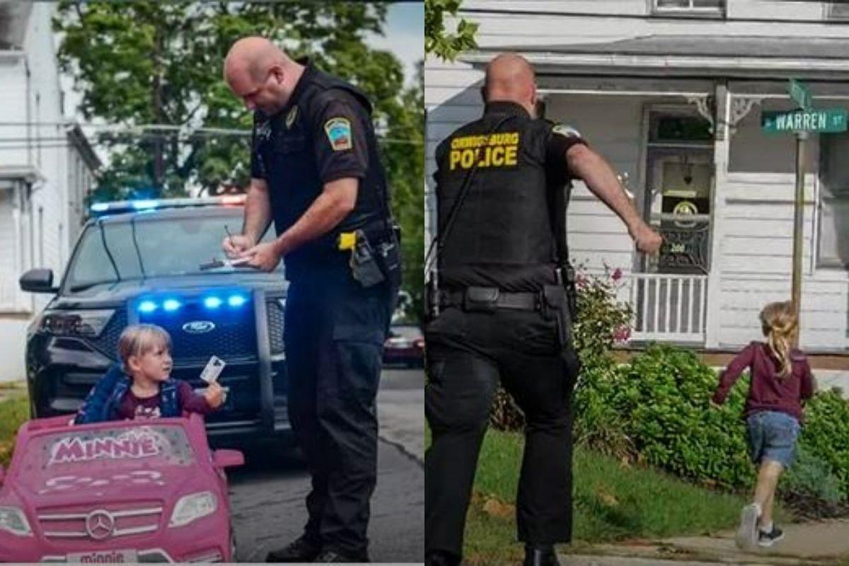 O policial concordou em colaborar com a brincadeira numa boa