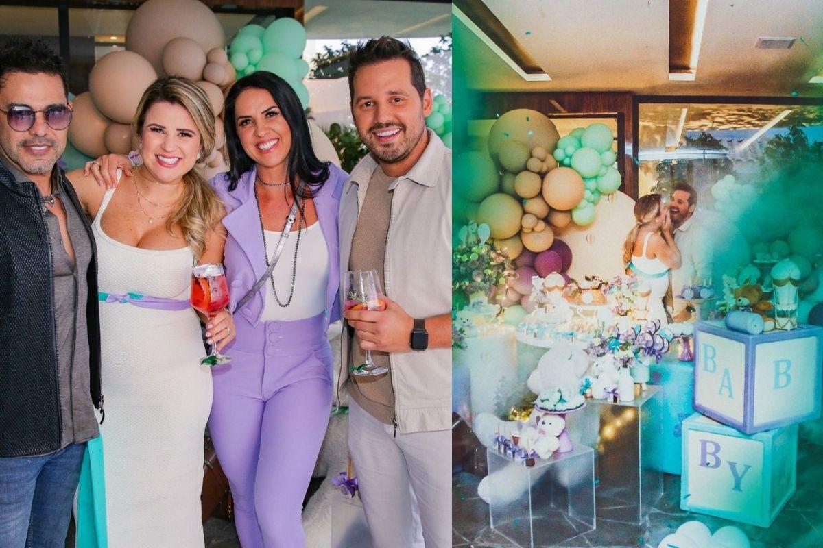 Zezé di Camargo estava presente no Chá Revelação de Donny e Larissa