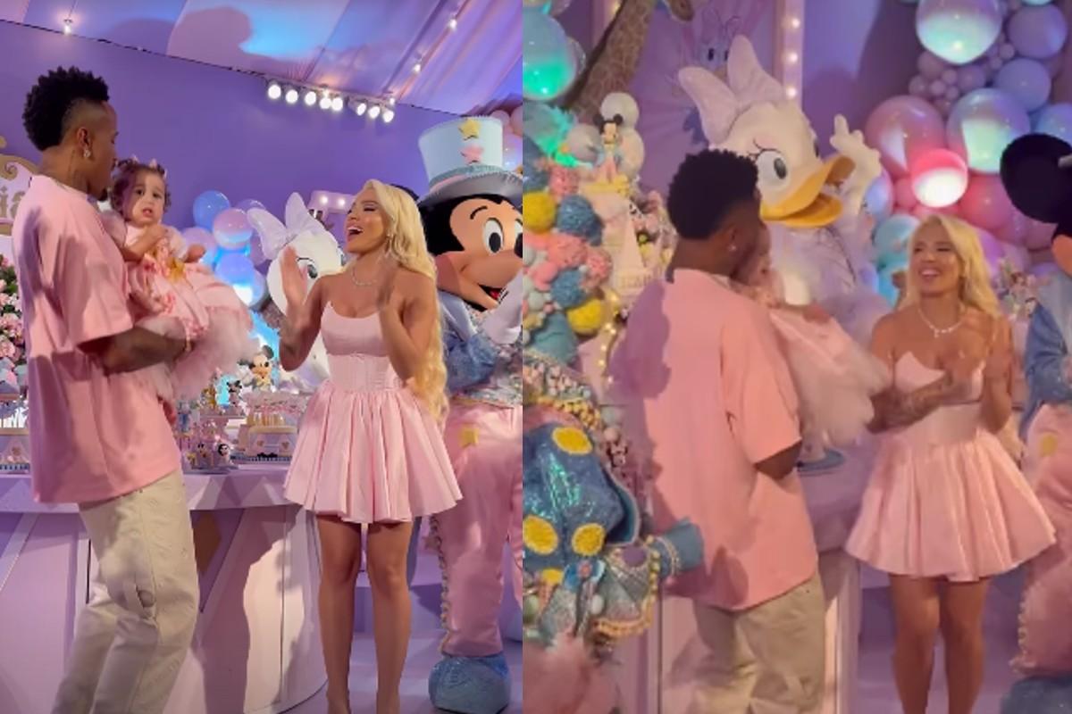 Karoline Lima e Eder Militão no aniversário da filha Cecília