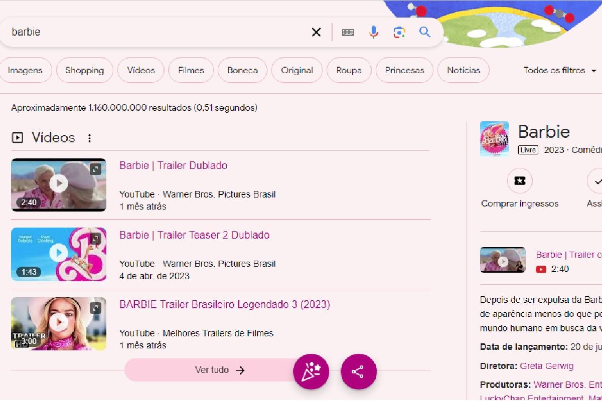 Ação promocional Barbie Google