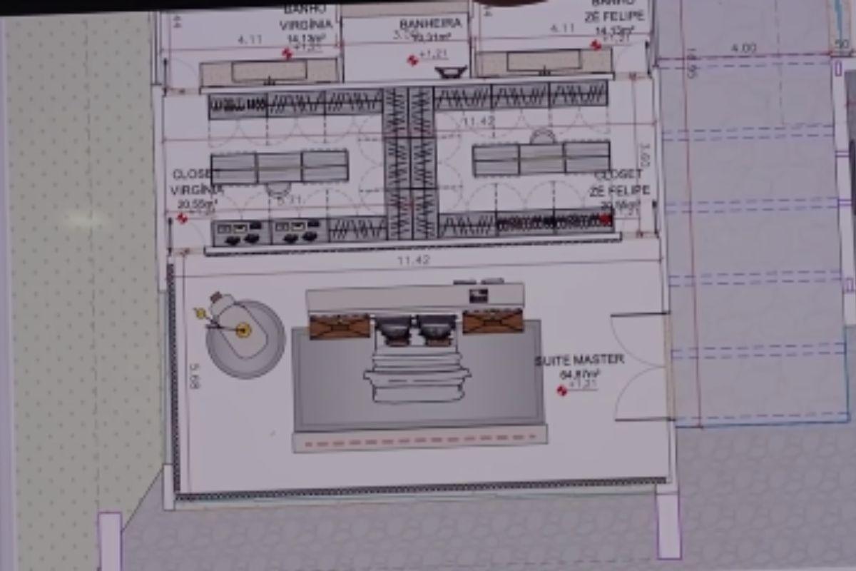 Virginia mostra planta da nova mansão