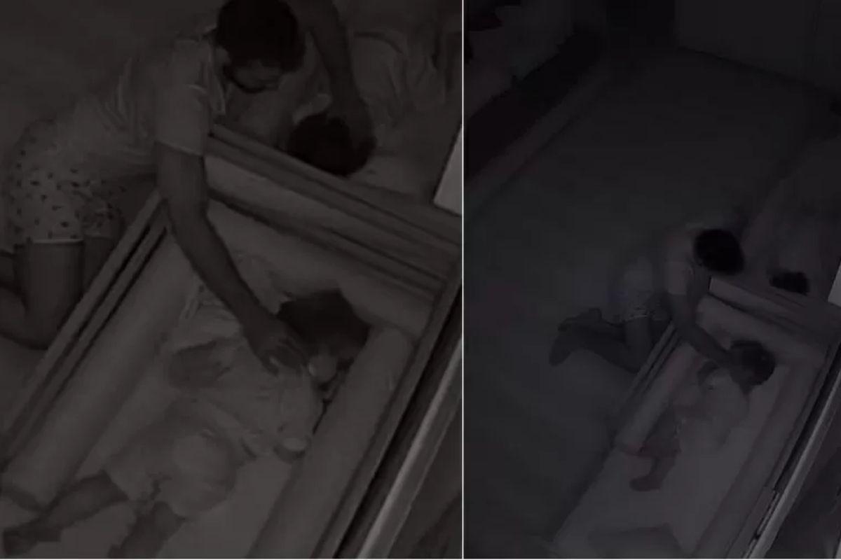 Thales Bretas coloca filhos para dormir