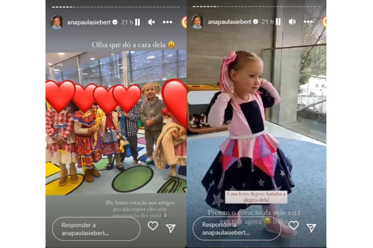 Ana Paula Siebert mostra Vicky com roupa de festa junina após esquecer evento