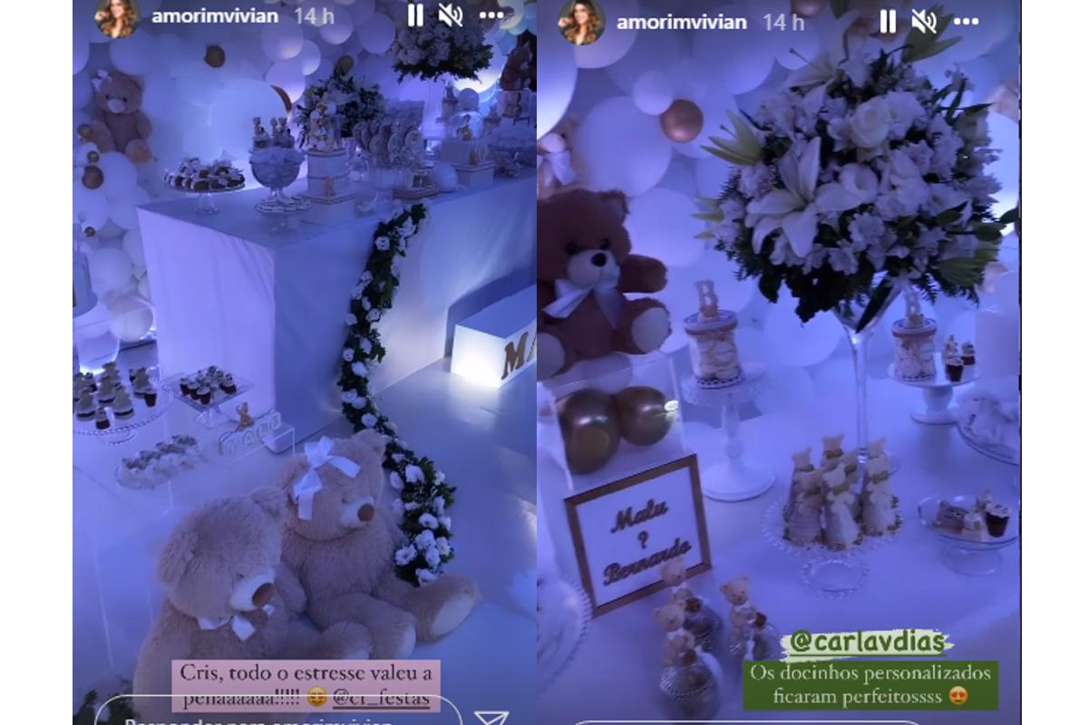 O chá-revelação do bebê de Vivian Amorim teve tema de ursinhos