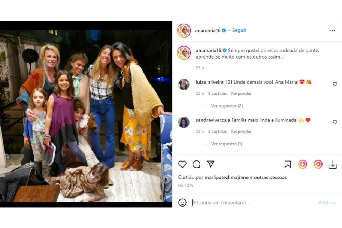 Ana Maria Braga compartilha foto em família no Instagram
