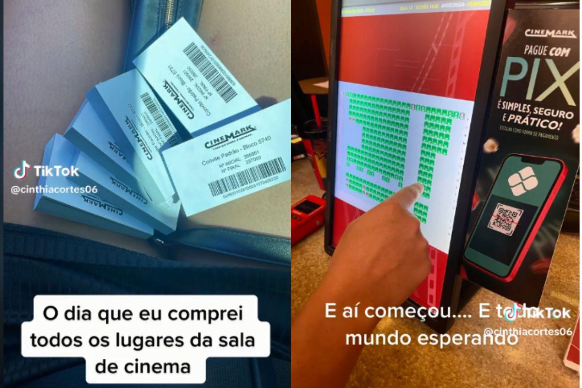 Cinthia comprando os ingressos para os alunos