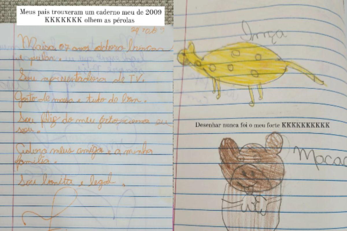 Caderno da Maisa na infância