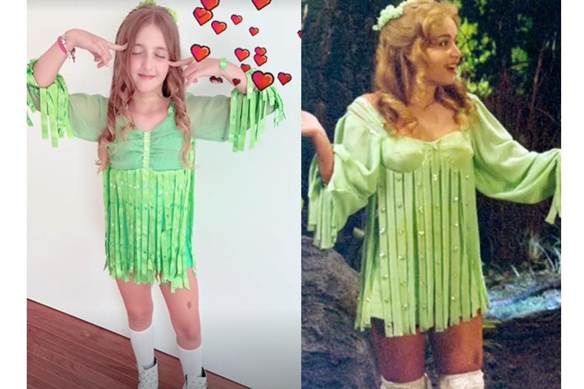 Eva, filha de Angélica e Luciano Huck, fantasiada de Fada Bela em homenagem à mãe