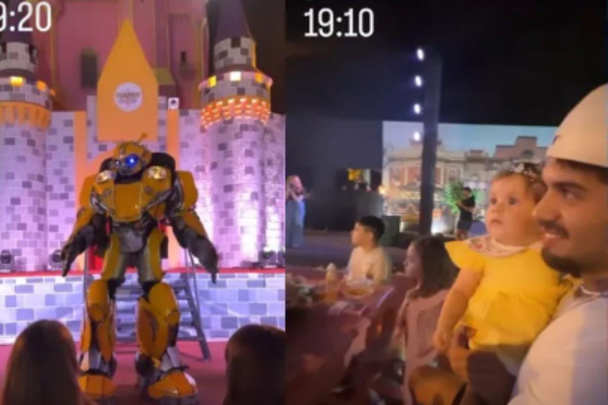 Virginia mostra festa da filha