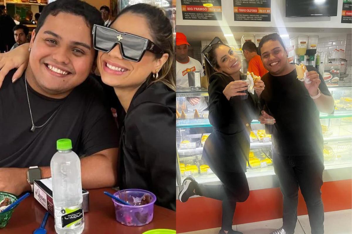 Lexa ao lado do irmão