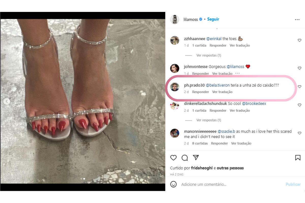 Lila Moss foi comparada com o personagem Zé do Caixão por causa do tamanho das unhas dos pés